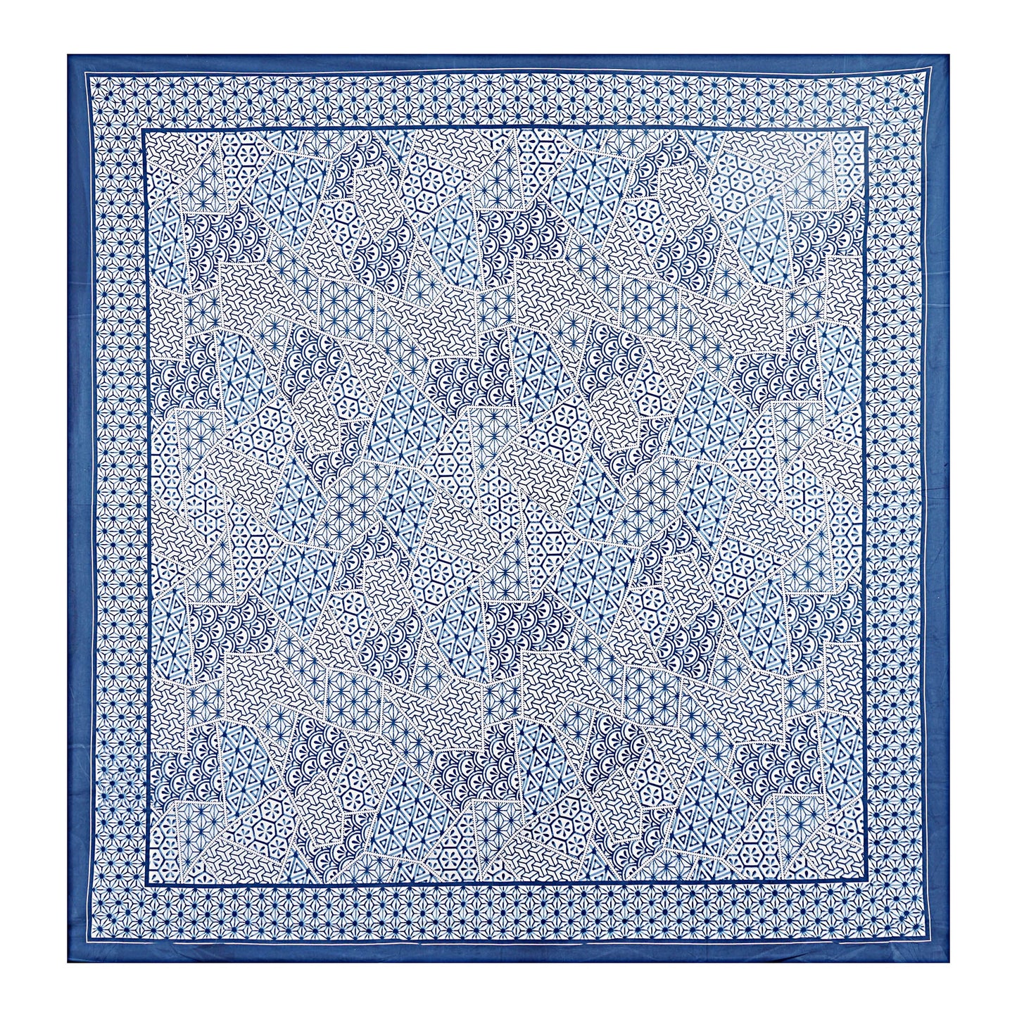 Blue Abstract Print 240 TC Cotton Double Bed Sheet With 2 Pillow Covers (SHKV1058)-FrionKandy