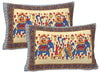 Blue & Red Ethnic Motifs 240 TC Cotton 1 Super King Bedsheet with 2 Pillow Covers SHKV1071