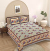 Blue & Red Ethnic Motifs 240 TC Cotton 1 Super King Bedsheet with 2 Pillow Covers SHKV1071