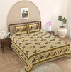 Yellow & Black Ethnic Motifs 240 TC Cotton 1 Super King Bedsheet with 2 Pillow Covers SHKV1074