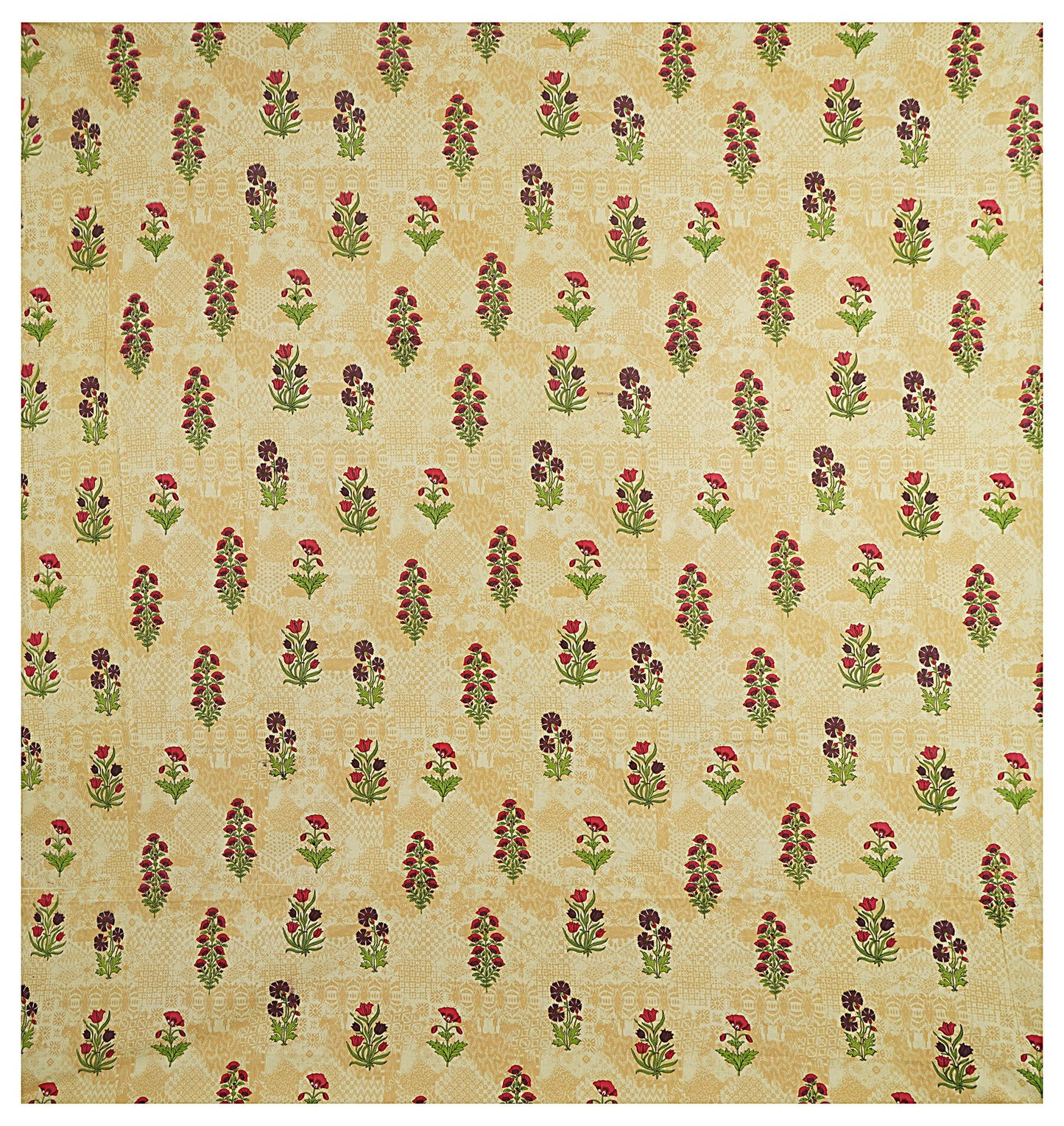 Beige & Green Floral 240 TC Cotton 1 Super King Bedsheet with 2 Pillow Covers SHKV1075