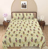 Olive Green Floral 240 TC Cotton 1 Super King Bedsheet with 2 Pillow Covers SHKV1077