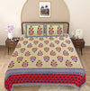 Red Floral 240 TC Cotton 1 Super King Bedsheet with 2 Pillow Covers SHKV1082