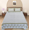 Turquoise Blue Floral 240 TC Cotton 1 Super King Bedsheet with 2 Pillow Covers SHKV1091