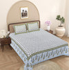 Turquoise Blue Floral 240 TC Cotton 1 Super King Bedsheet with 2 Pillow Covers SHKV1091