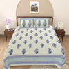 Blue Floral 240 TC Cotton 1 Super King Bedsheet with 2 Pillow Covers SHKV1095