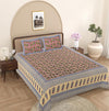 Blue Floral 240 TC Cotton 1 Super King Bedsheet with 2 Pillow Covers SHKV1110