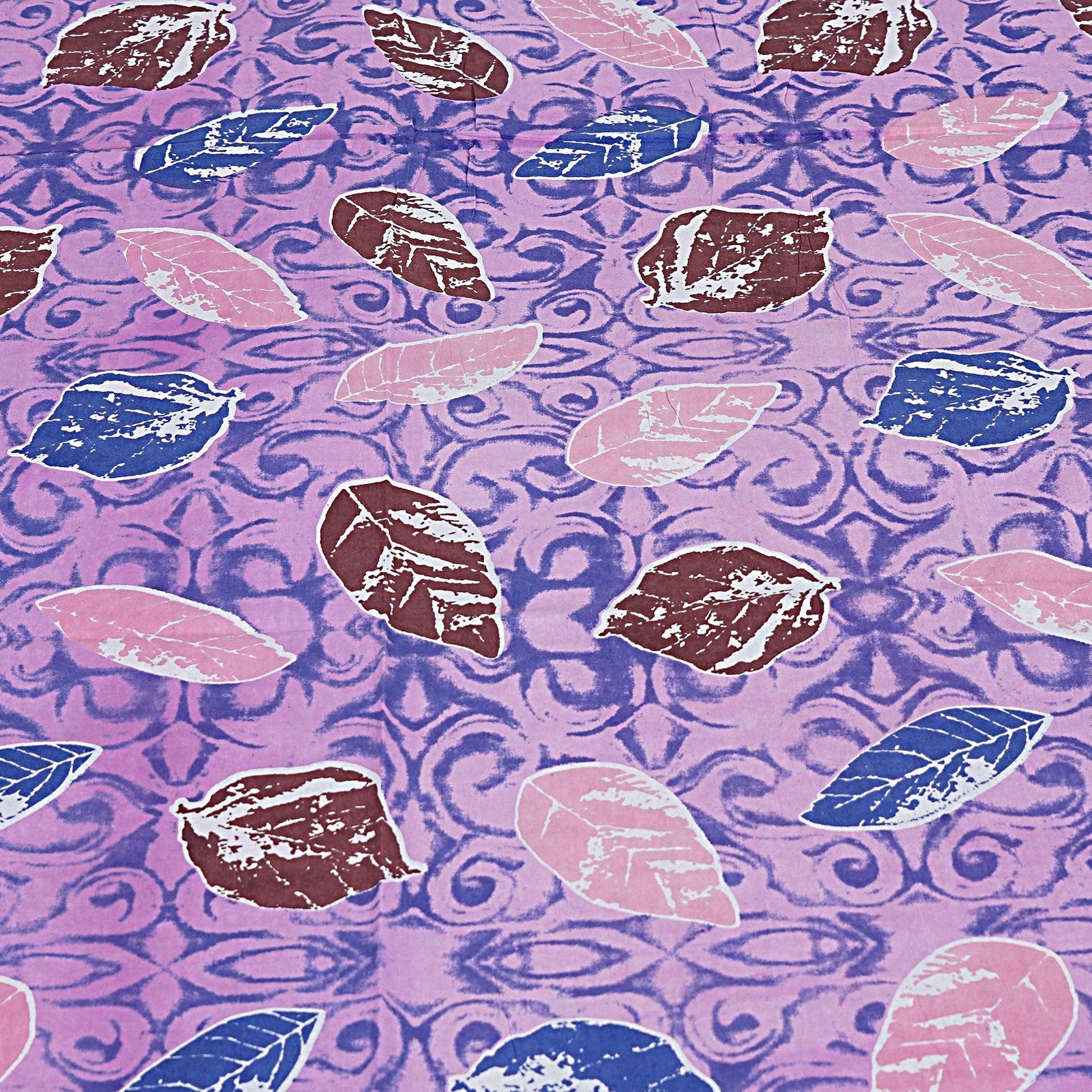 Purple Cotton 240 TC Jaipuri Print Double Bedsheet With 2 Pillow Covers (ADB1379) - Frionkandy