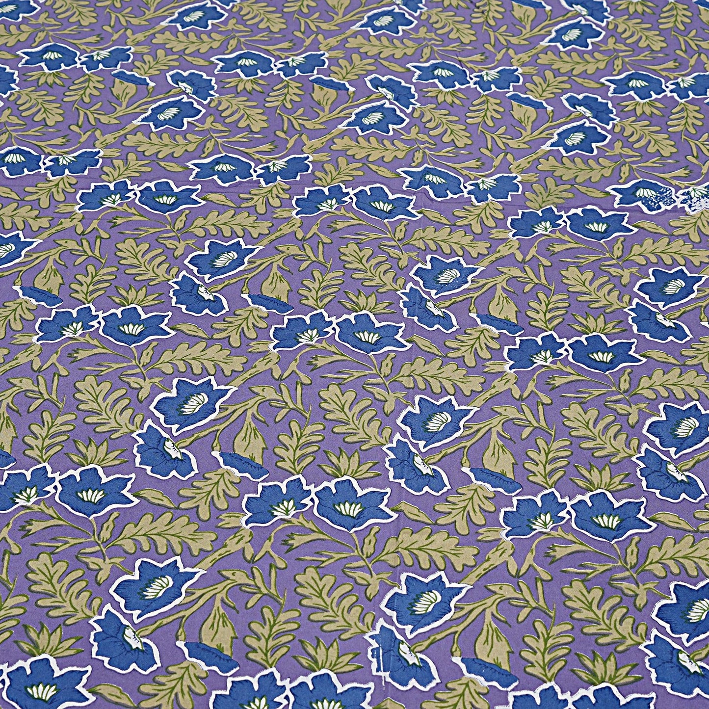 Blue Cotton 240 TC Jaipuri Print Double Bedsheet With 2 Pillow Covers (ADB1385) - Frionkandy