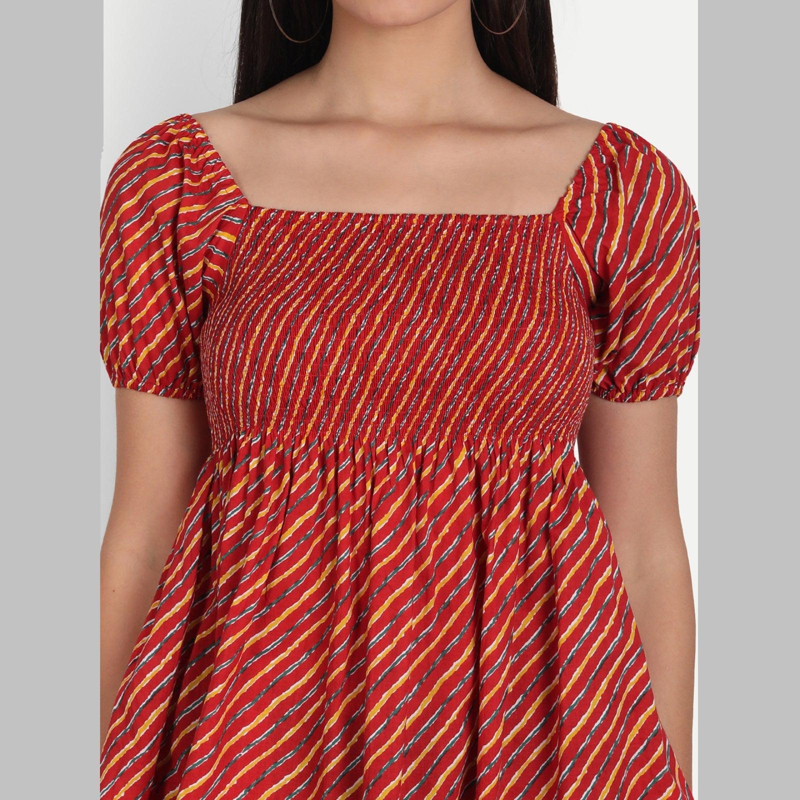 Cotton Stripe Print Maroon Casual Top - Frionkandy