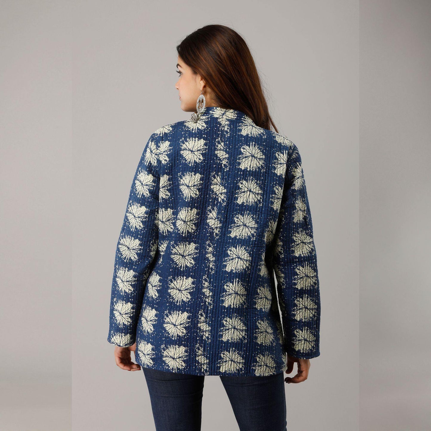 Blue Cotton Quilted Jacket - Frionkandy