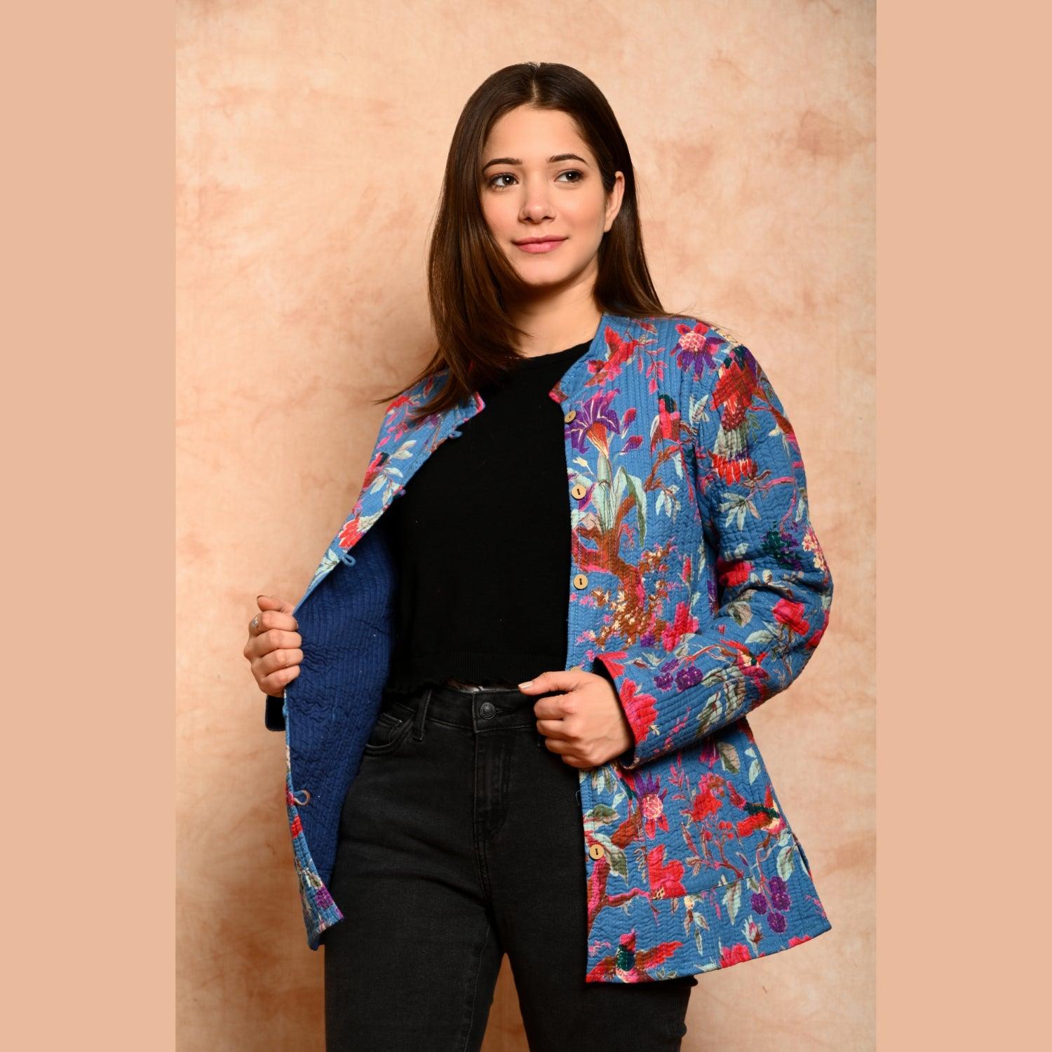 Jaipuri Printed 100% Cotton Long Quilted Jacket at Rs 3600/piece | Cotton  Jackets in Jaipur | ID: 24302290912