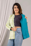 Women Printed Lightweight Cotton Quilted Light Green Jacket - SHKL1018 - Frionkandy