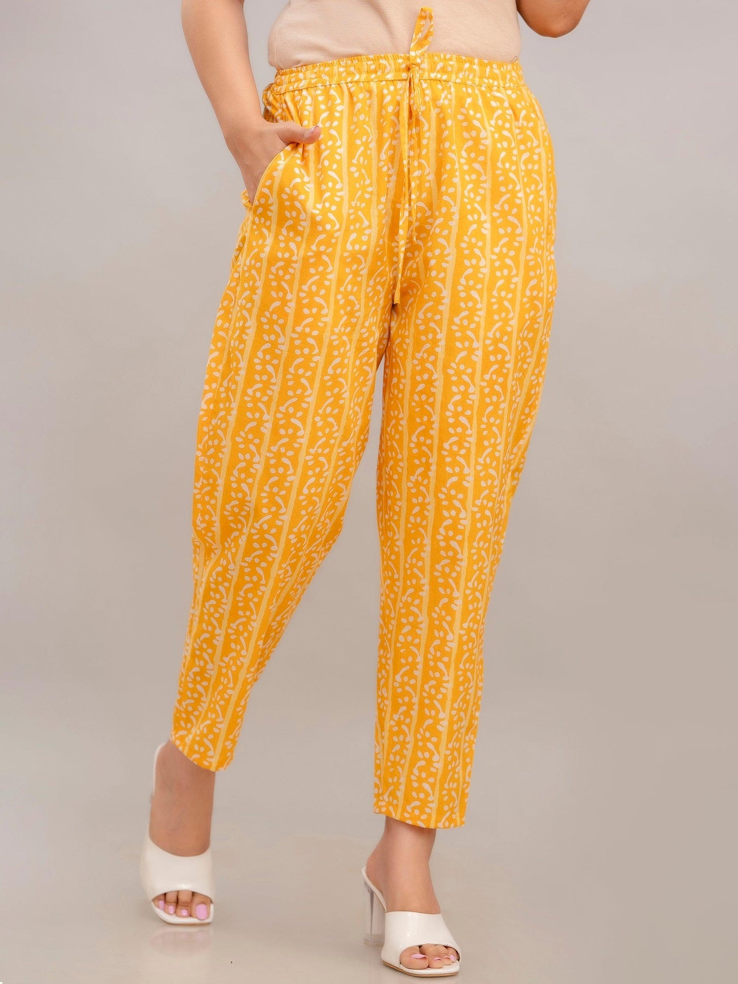 Women Yellow Printed Co-ord Set - Frionkandy