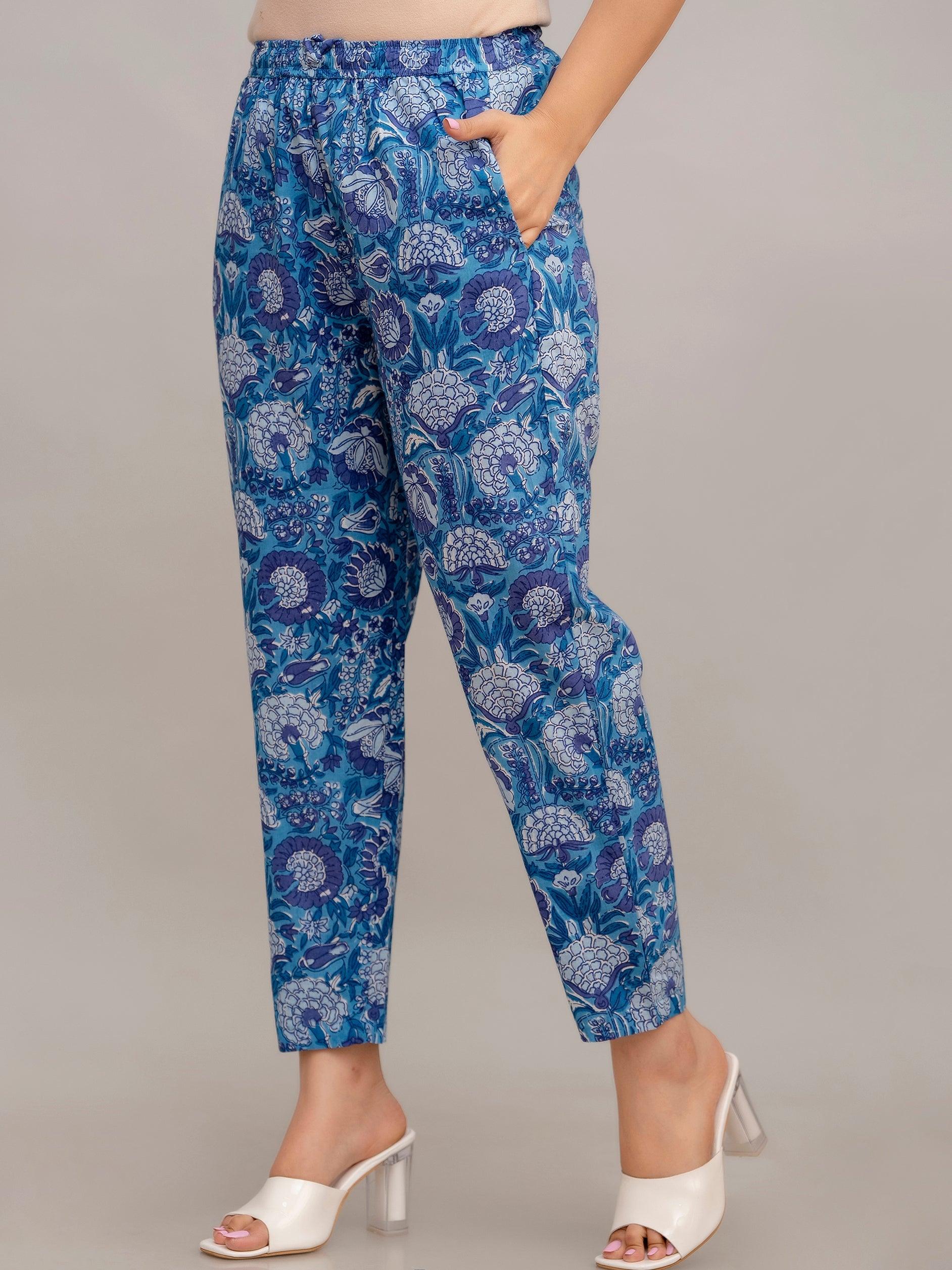 Women Celtic Blue Printed Co-ord Set - Frionkandy