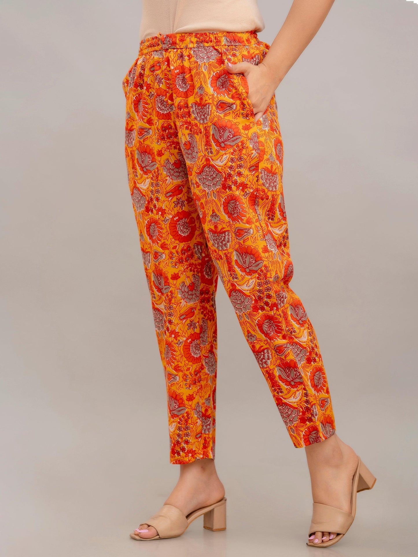 Women Deep Orange Printed Co-ord Set - Frionkandy