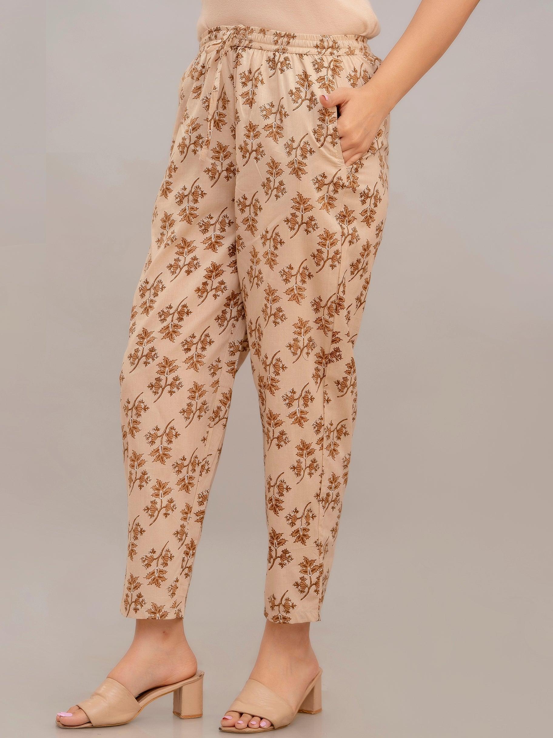 Women Light Fawn Printed Co-ord Set - Frionkandy