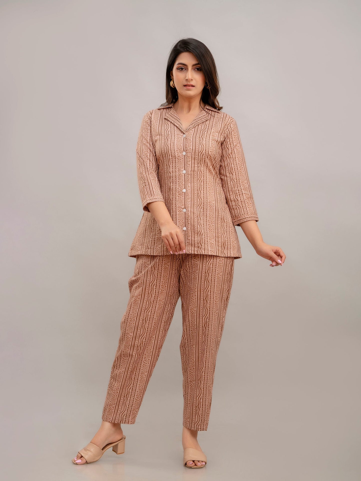 Women Bare Beige Printed Co-ord Set