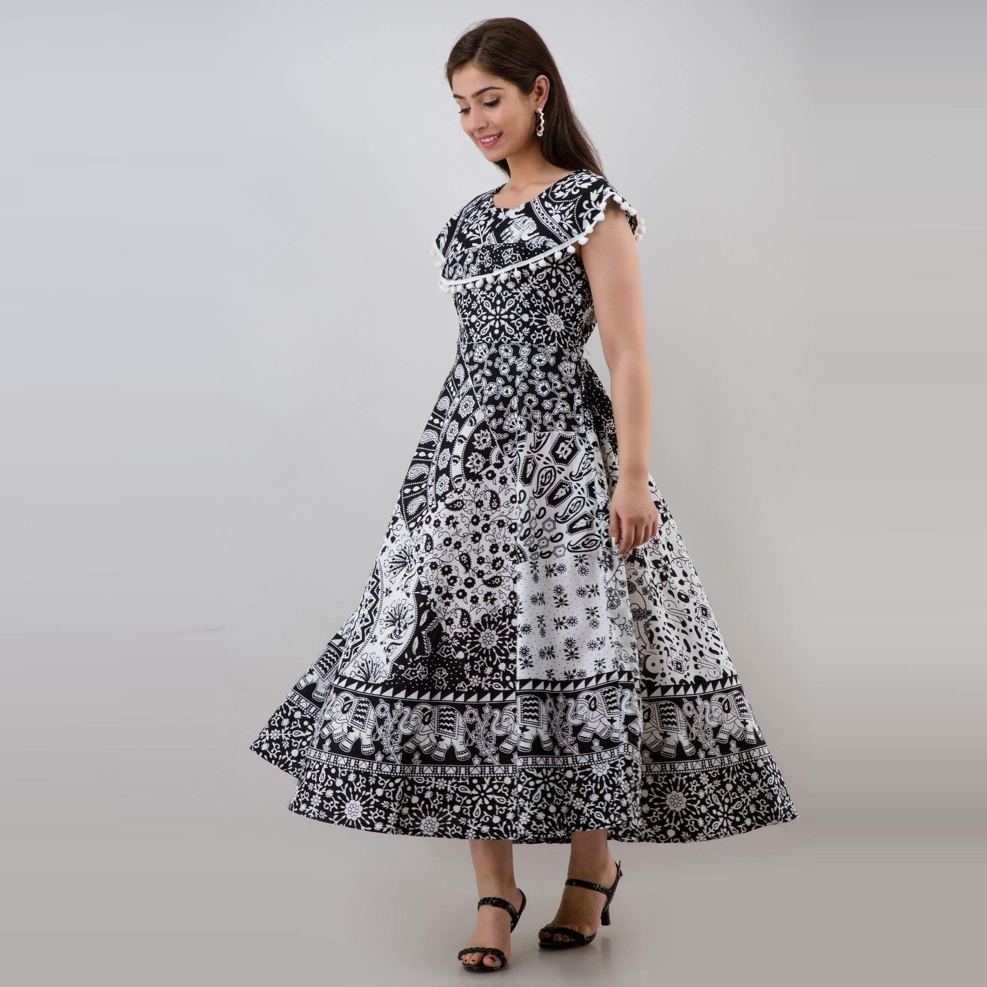 Black and white long clearance frock